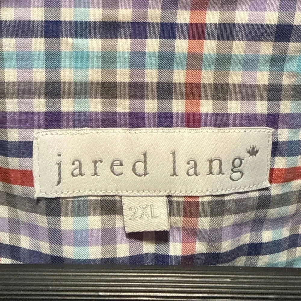 Jared‎ Lang Mens 2XL Plaid Long Sleeve Button Down Shirt Cotton Casual
